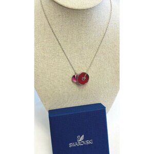 Swarovski Necklace Crystal pink Noon Disc Circle pendant Silver 15” No Box